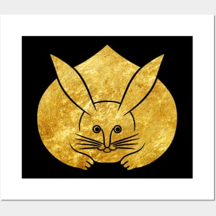 Usagi kamon japanese rabbit in faux gold Posters and Art